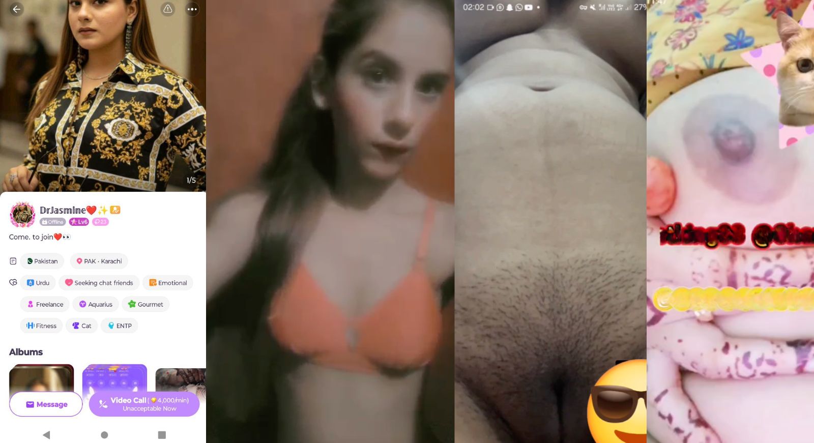 Cute Paki Tango & Chamet babe Dr Jasmine 83605060 Showing Boobs and Pussy with Fingering On Video Call